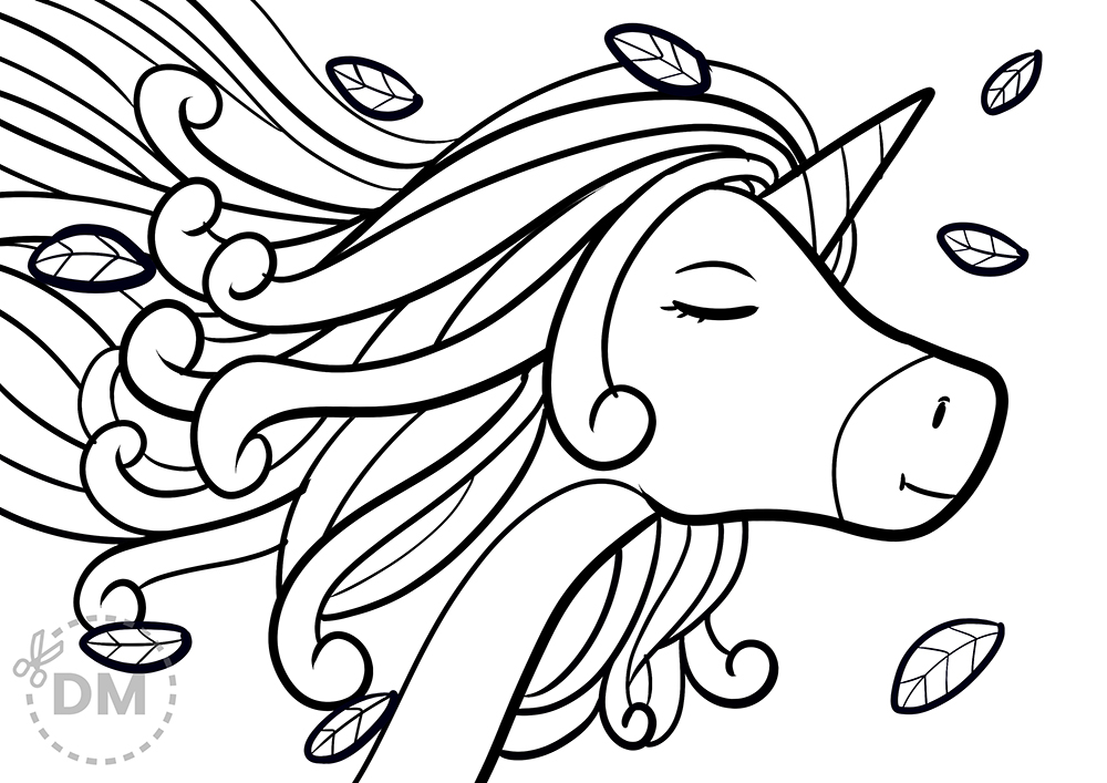 pretty unicorn coloring page - thumbnail ver 1