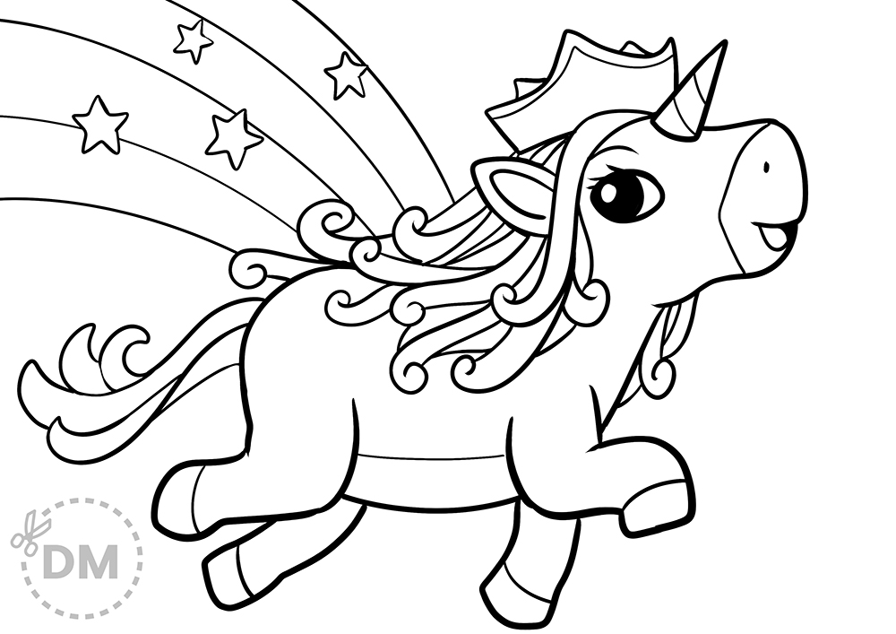 Beautiful Princess Unicorn Coloring Page - diy-magazine.com