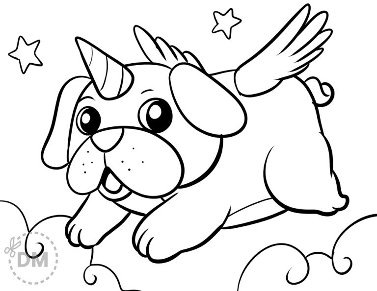 Pugicorn Coloring Pages – Pug Dog Coloring Sheet