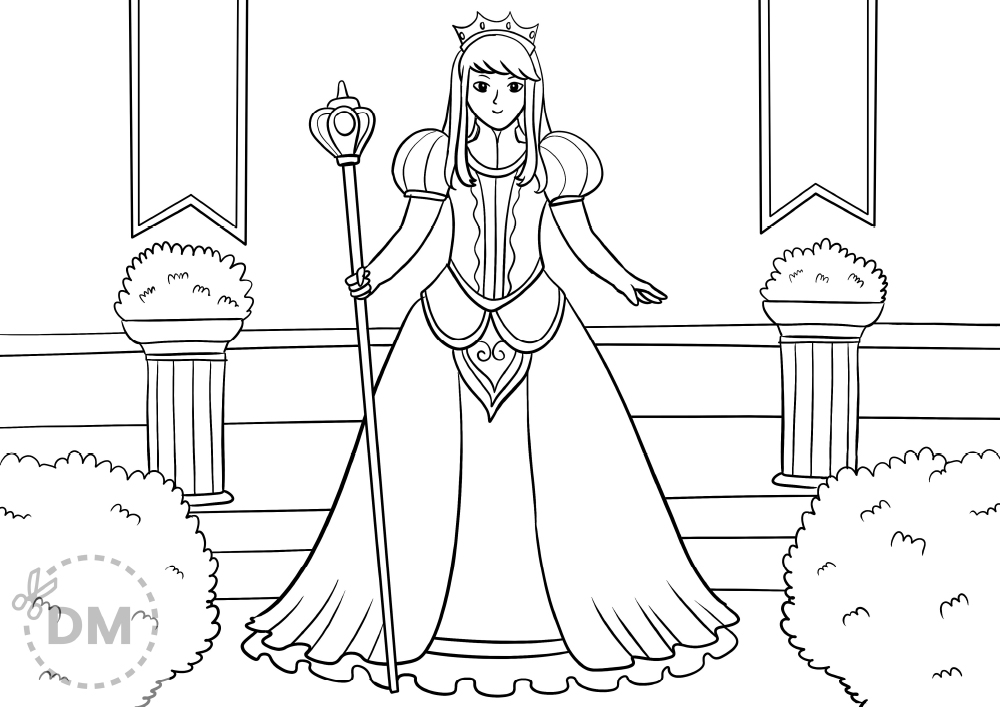 Majestic Queen Printable Coloring Page - diy-magazine.com