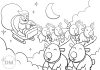 santa claus and reindeer coloring page - thumbnail
