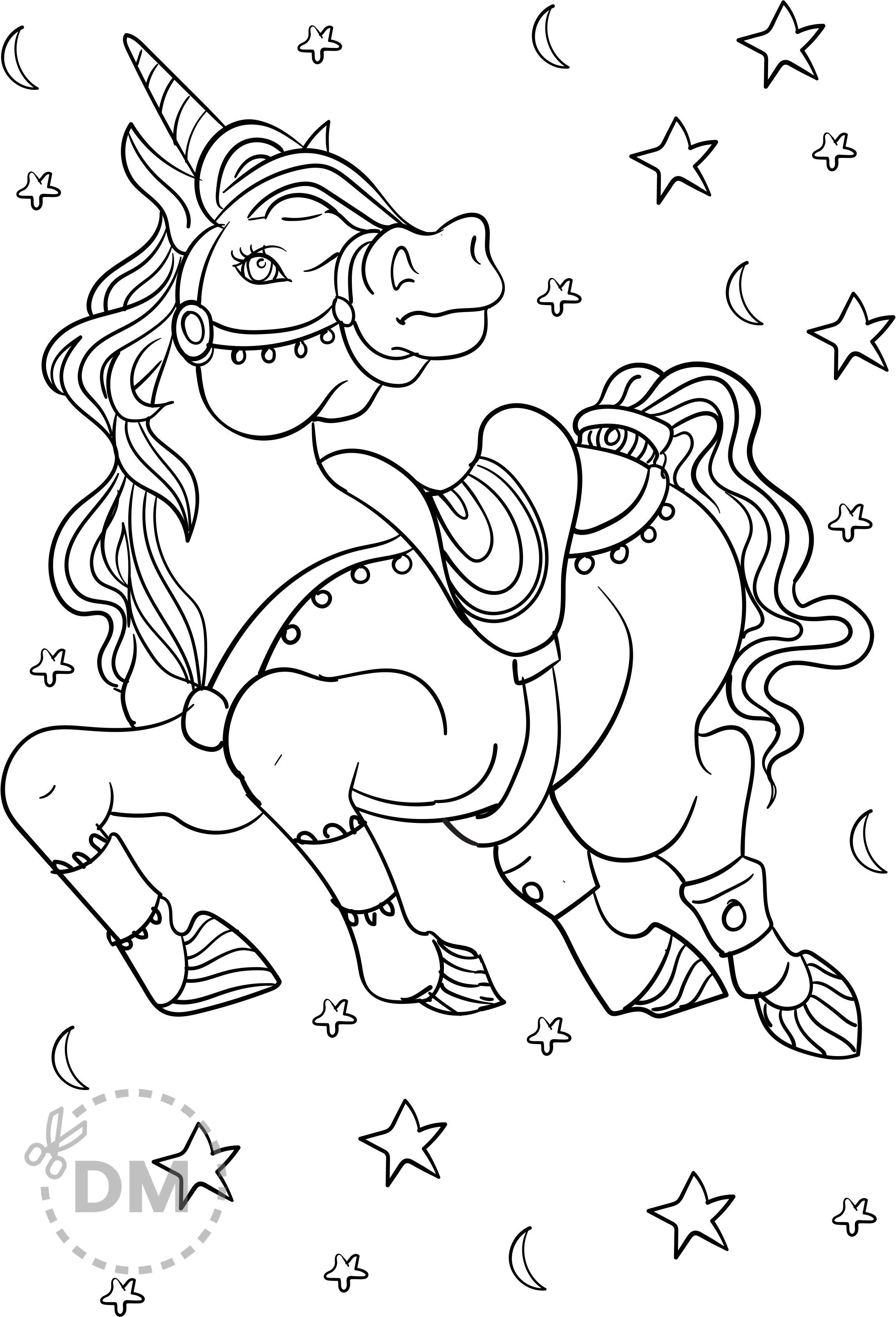 Small Unicorn Coloring Page To Color For Fun and Relaxation -  