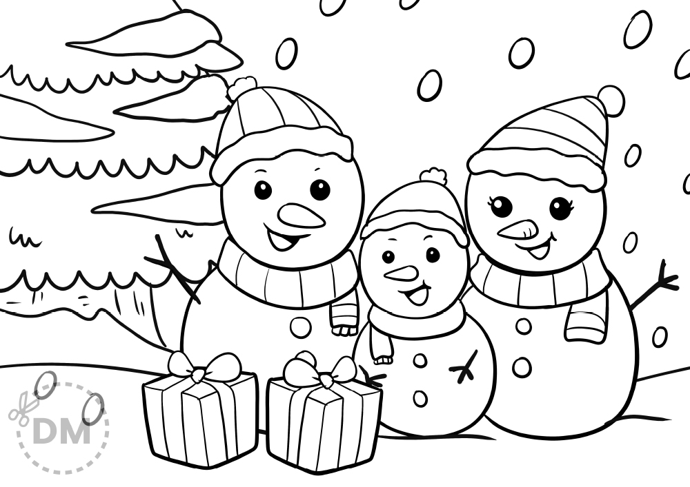 Printable Snowman Coloring Page for Kids - diy-magazine.com
