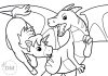unicorn and dragon coloring page - thumbnail ver 1