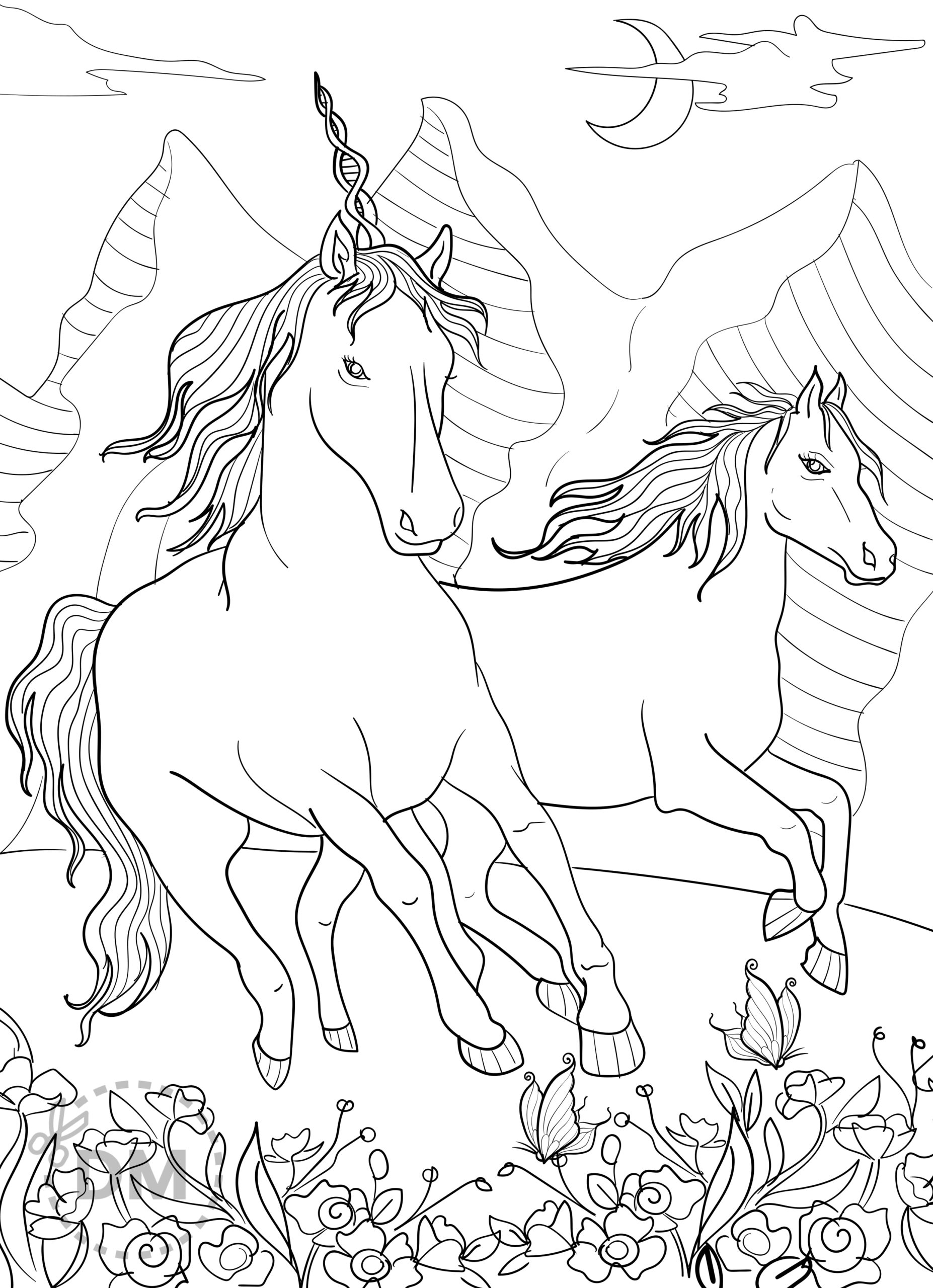 unicorn-and-horse-coloring-page-thumbnail