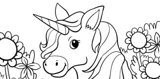 unicorn coloring page for kids - thumbnail