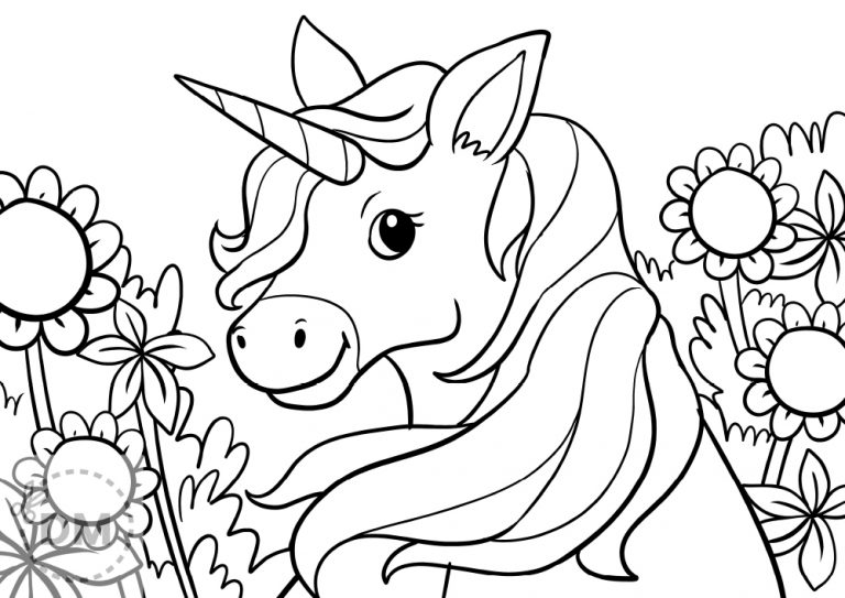 Unicorn coloring page for kids