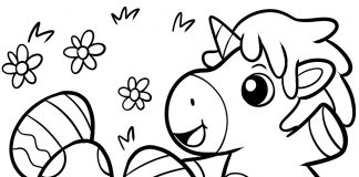 unicorn easter coloring page - thumbnail ver 1