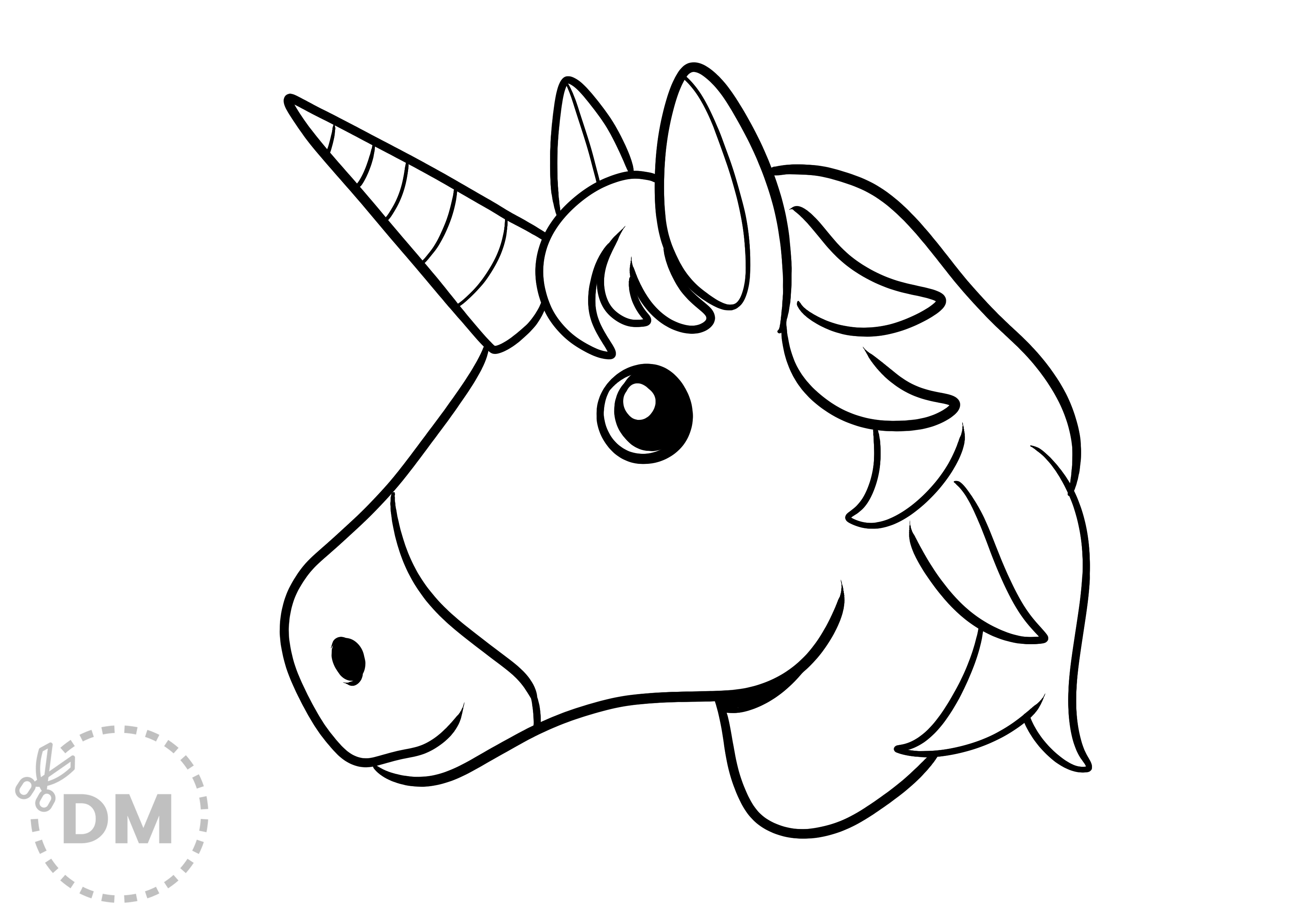 Cool Unicorn Emoji Coloring Printable Page - diy-magazine.com