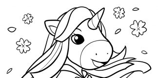 unicorn girl coloring page - thumbnail ver 1
