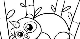 unicorn panda coloring page - thumbnail ver 1