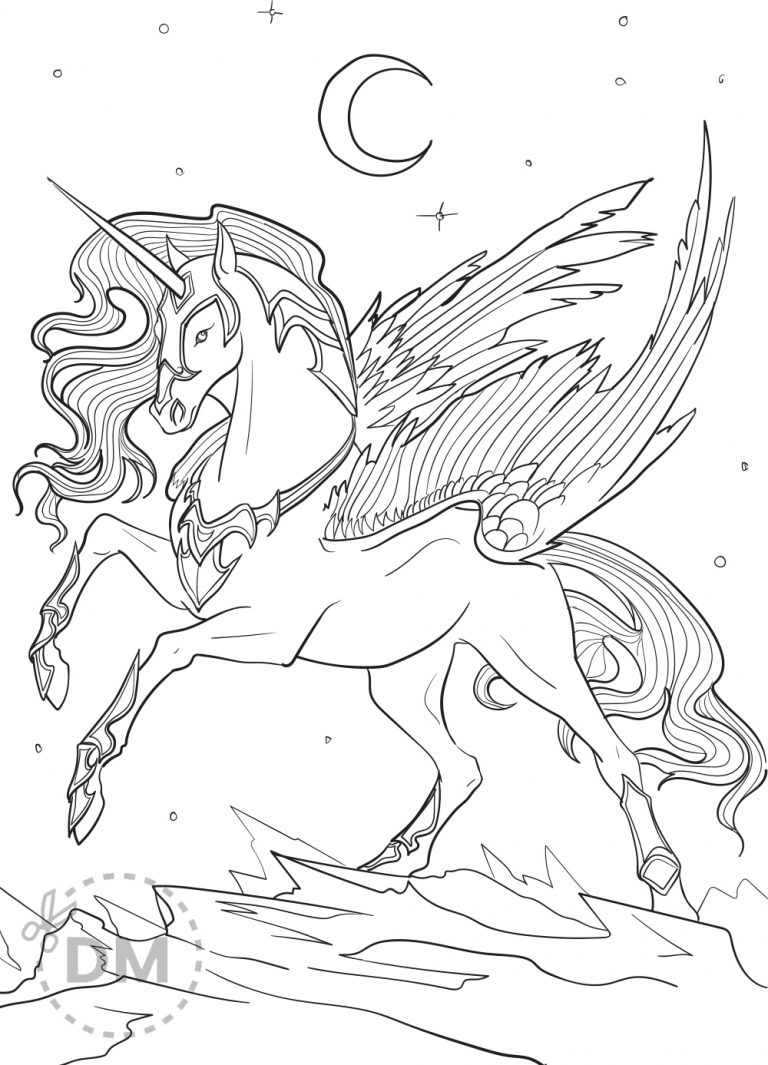 Unicorn Pegasus Coloring Page For Teens and Adults