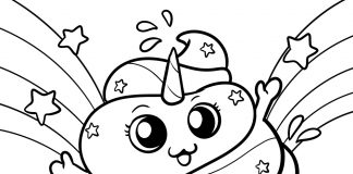 unicorn poop emoji coloring page - thumbnail ver 1