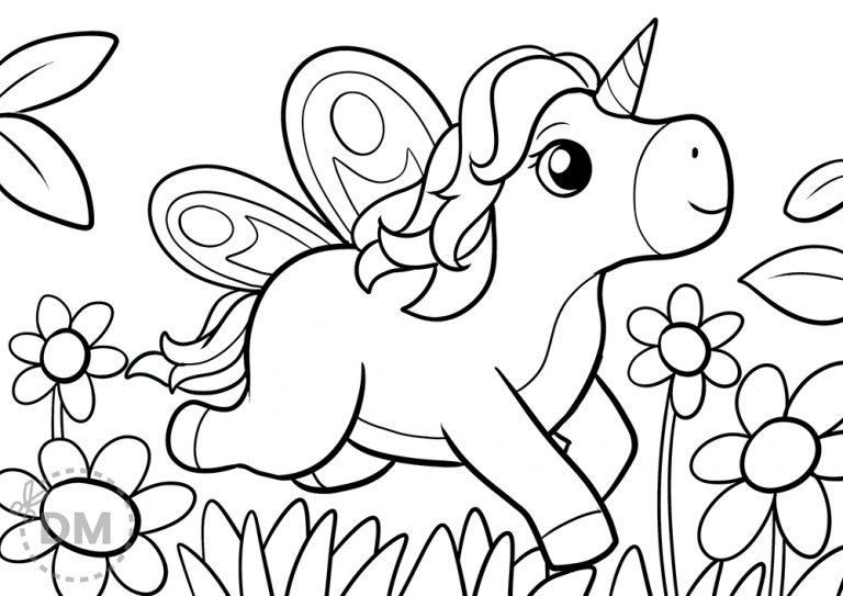 Unicorn With Wings Fairy Coloring Page