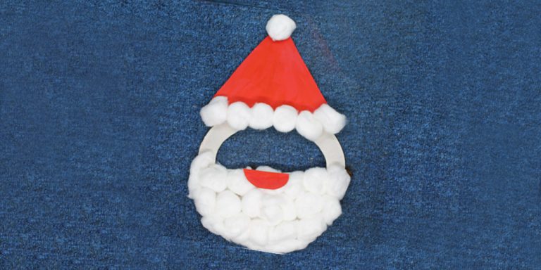 Make a Paper Plate Santa Mask With Cotton Balls