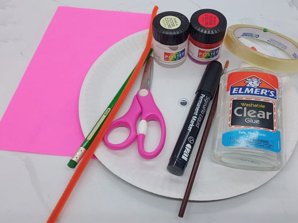 How to Make a Paper Plate Flamingo - Materials