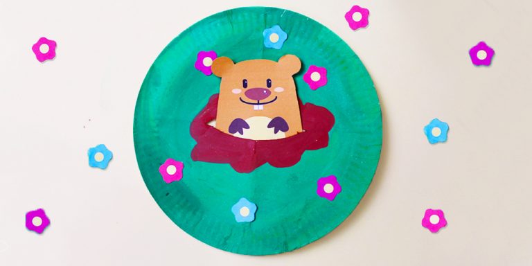 How to Make a Groundhog Paper Plate Craft | Puppet Toy DIY