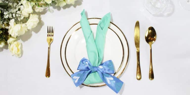 A Quick Guide on How to Make a Simple Bunny Napkin Fold With Ribbon