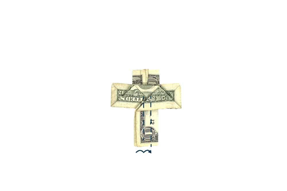 How to Make a Money Origami Cross - Step 21