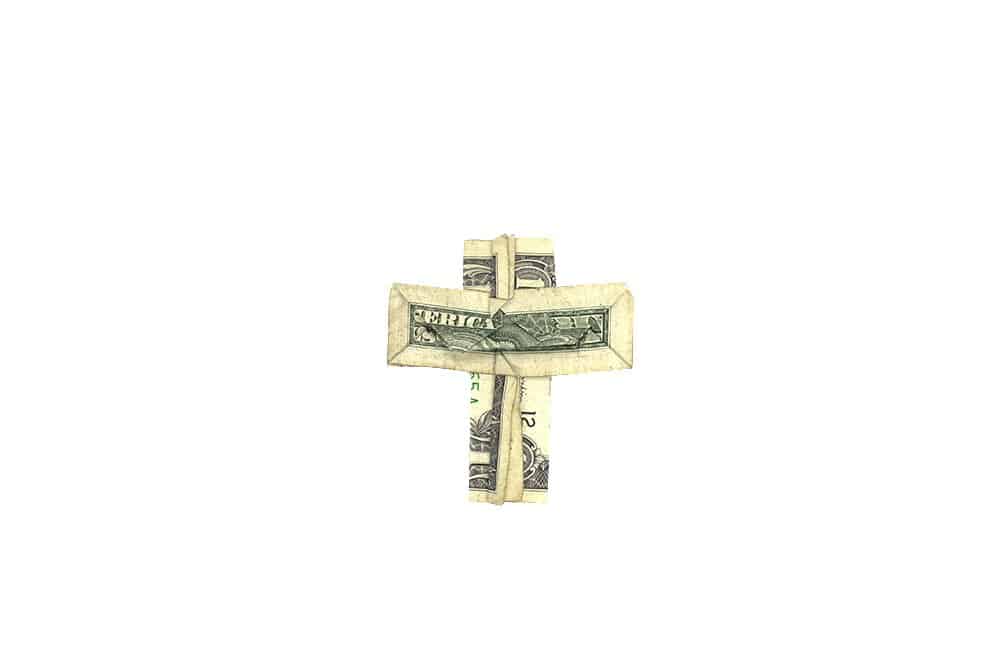 How to Make a Money Origami Cross - Step 23