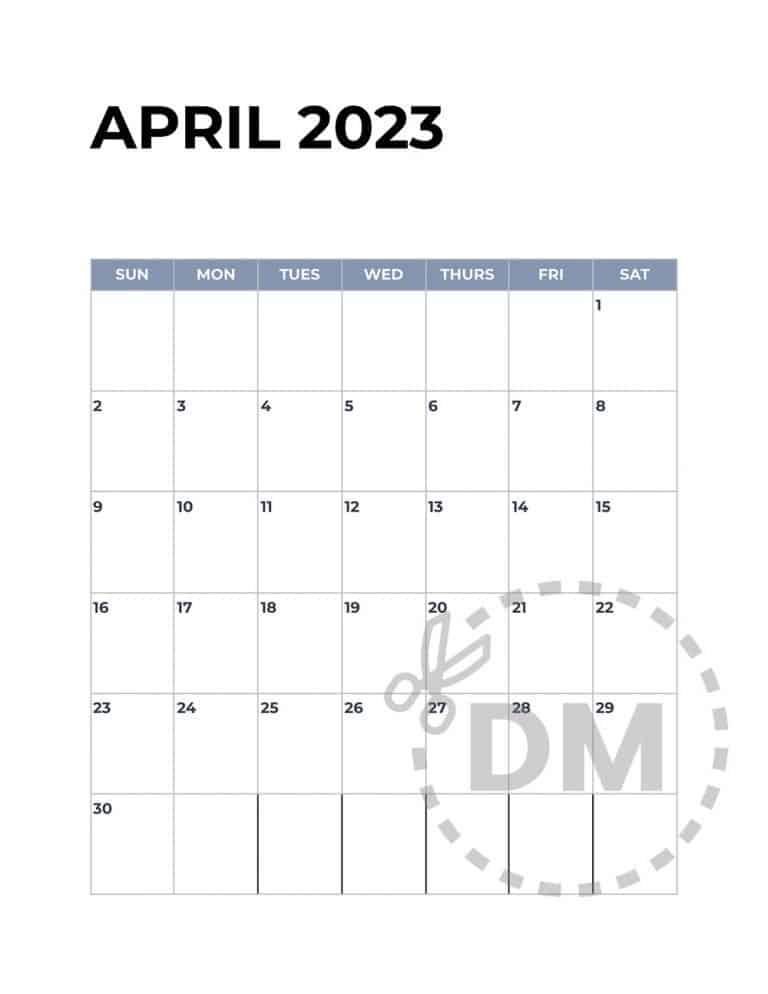 Printable Calendar Word Template | April 2023