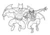 Batman and Spiderman fighting together | Coloring Page