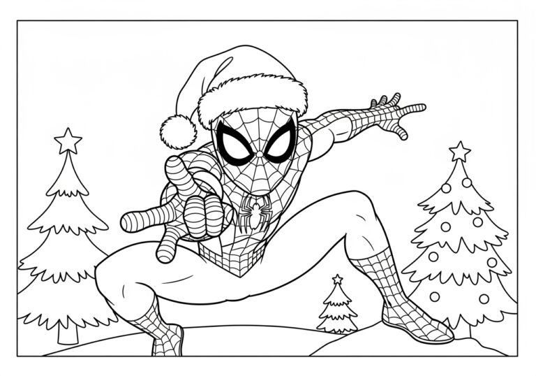 Christmas Spiderman Coloring Pages for Kids