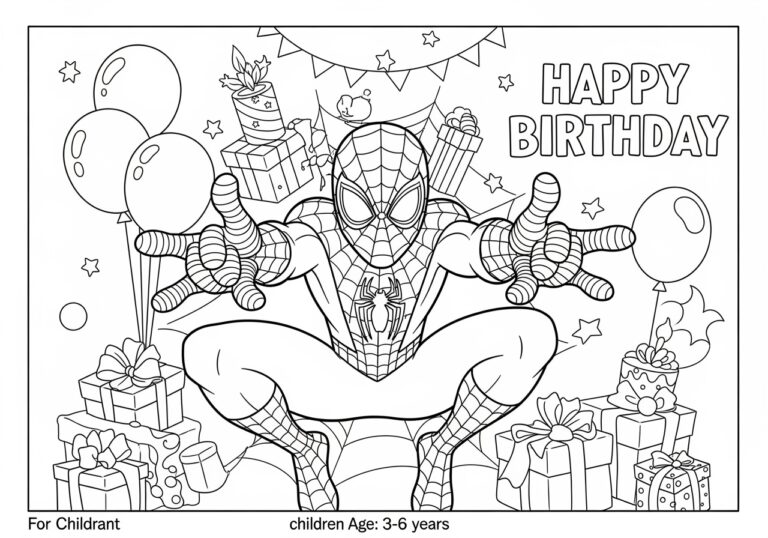 Happy Birthday Spiderman Coloring Page Happy Birthday Spiderman Coloring Page