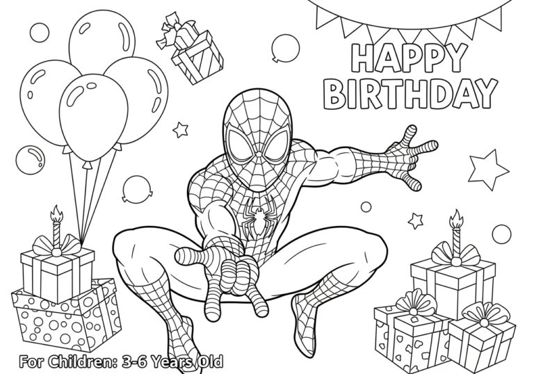 Happy Birthday Spiderman Coloring Page | Printable PDF (Free) Happy Birthday Spiderman Coloring Page | Printable PDF (Free)