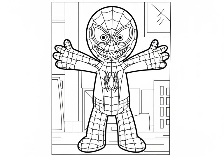 Huggy Wuggy Spiderman Coloring Pages - Free Printables