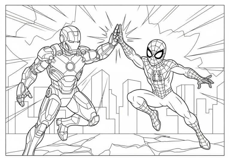 Iron Man and Spider-Man Coloring Page Iron Man and Spider-Man Coloring Page