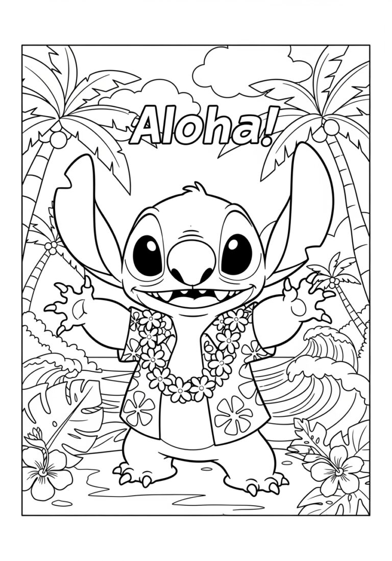 Aloha Stitch Coloring Page Aloha Stitch Coloring Page