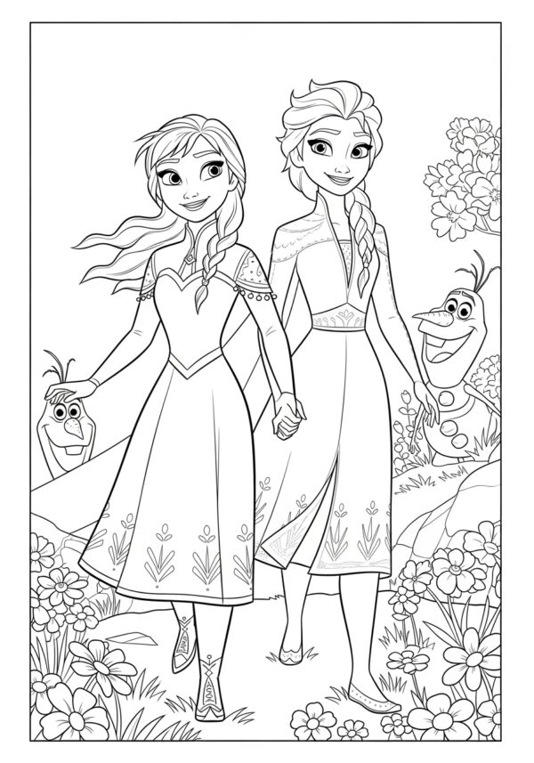 Anna and Elsa Frozen Coloring Page - Printable Fun