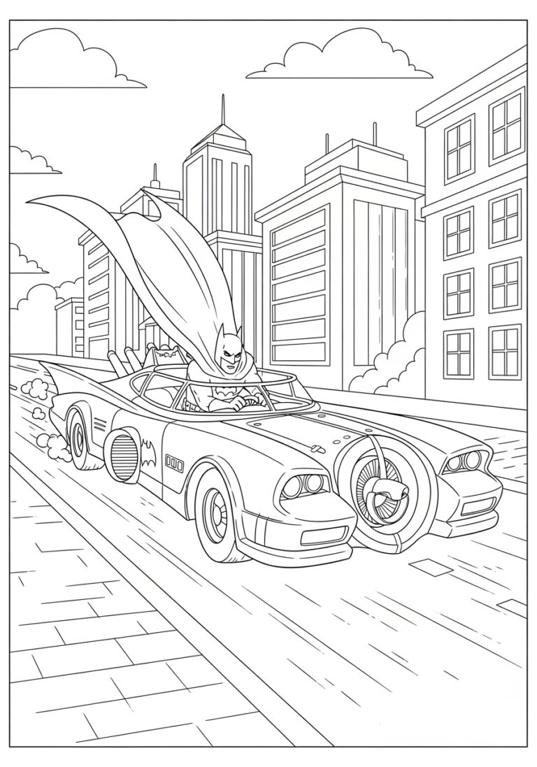 Exciting Batman Car Coloring Pages for Kids and Enthusiasts Exciting Batman Car Coloring Pages for Kids and Enthusiasts