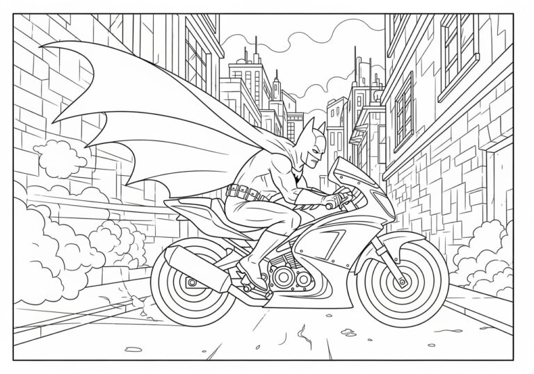 Batman Motorcycle Coloring Pages for Kids and Fans