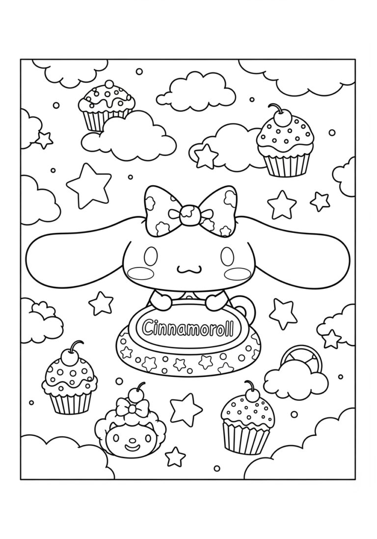 Adorable Cinnamoroll Coloring Sheet for Kids Adorable Cinnamoroll Coloring Sheet for Kids