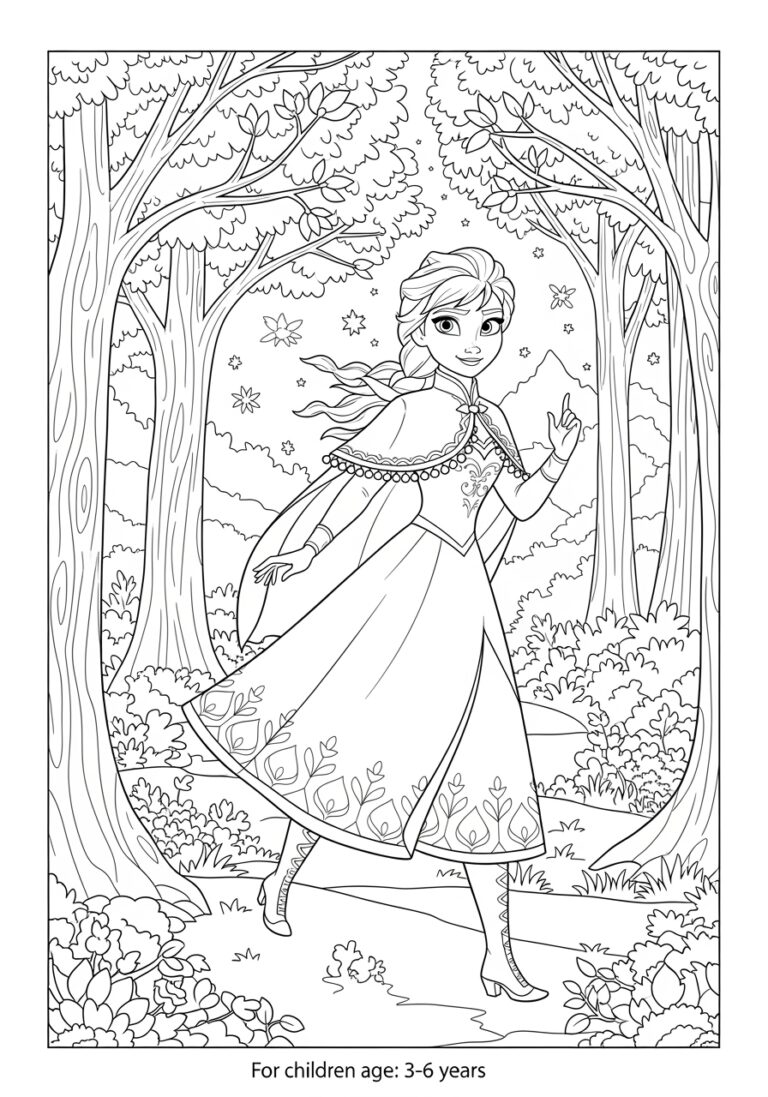 Elsa and Anna Coloring Pages Printable for Kids