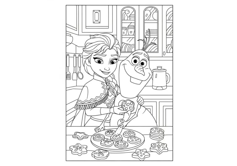 Elsa, Anna, and Olaf Coloring Pages