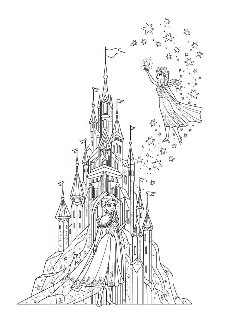 Frozen Castle Coloring Page: A Magical Winter Adventure