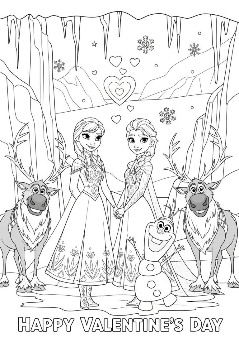 Frozen Valentines Day Coloring Pages: Magical Printables for Kids Frozen Valentines Day Coloring Pages: Magical Printables for Kids