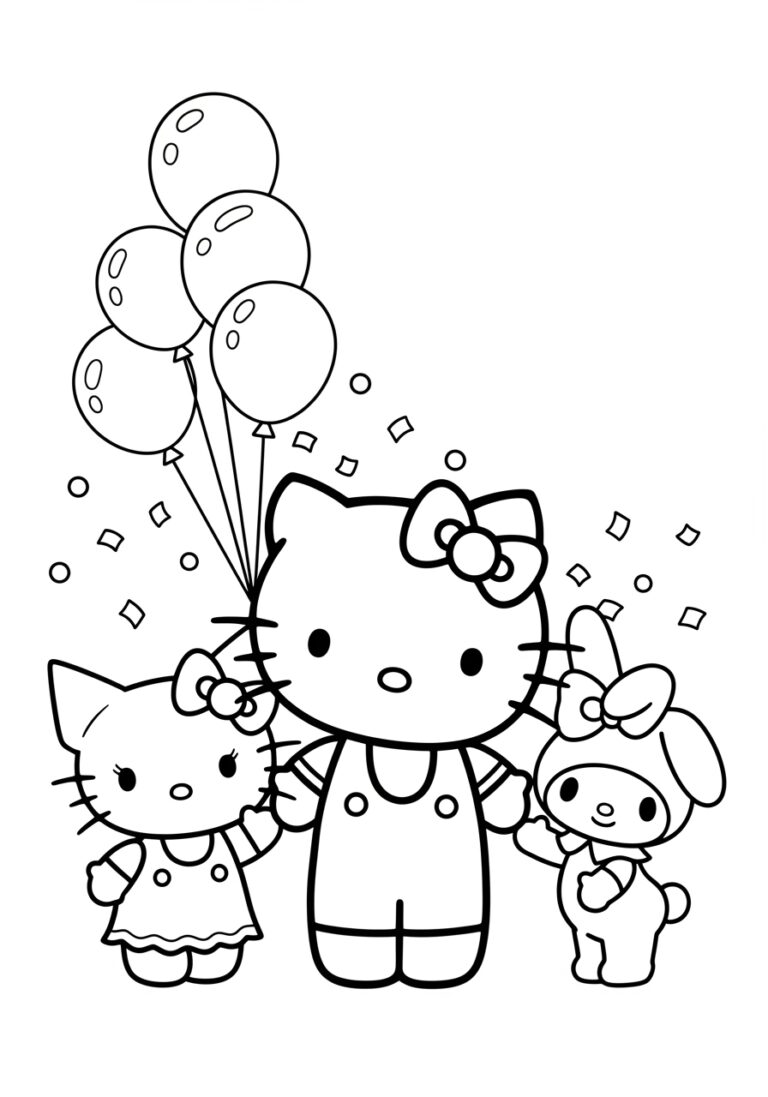 Hello Kitty and Friends Coloring Page