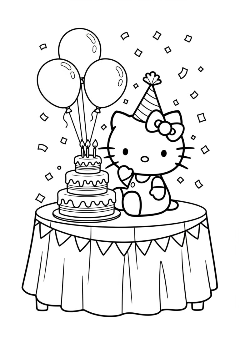Hello Kitty Birthday Coloring Page: Fun and Festive for Kids