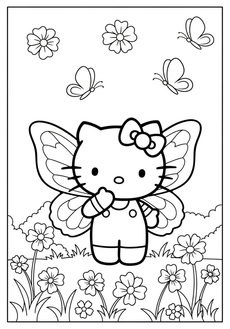 Hello Kitty Butterfly Coloring Pages