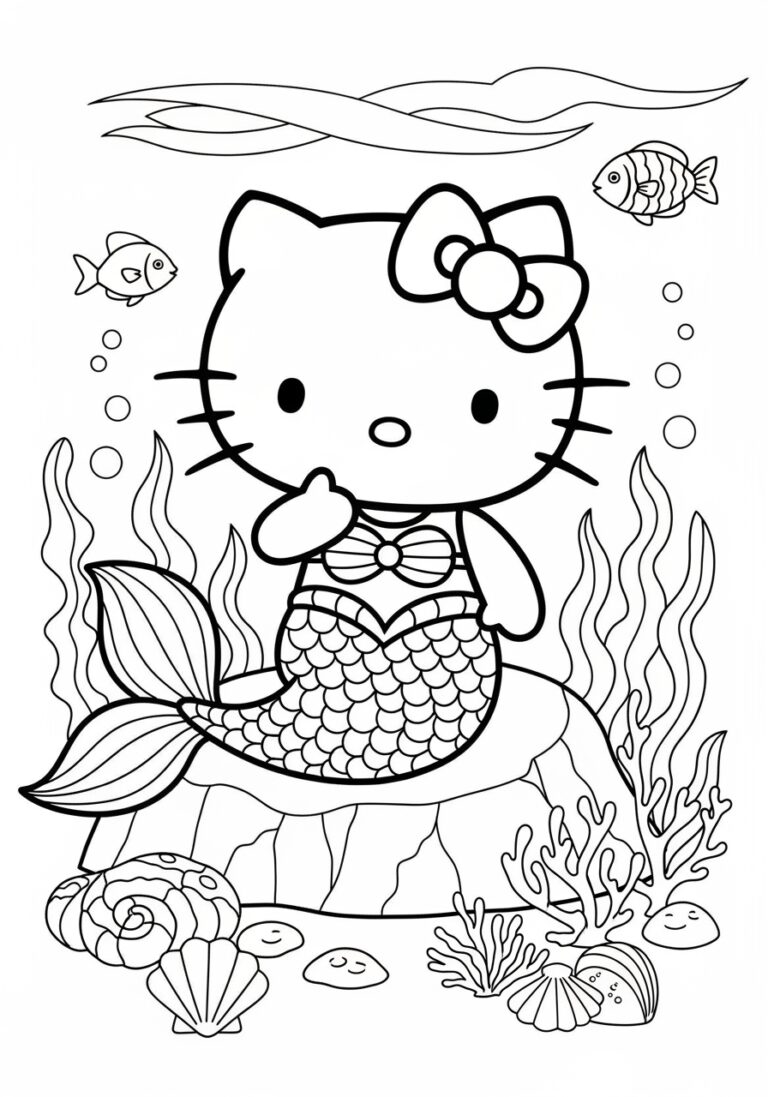 Hello Kitty Coloring Pages Mermaid: Printable Fun for Kids