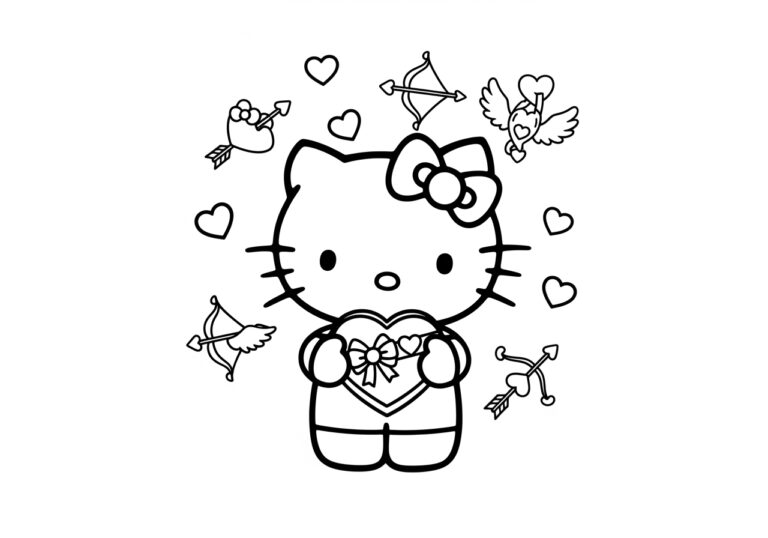 Hello Kitty Coloring Pages for Valentine’s Day