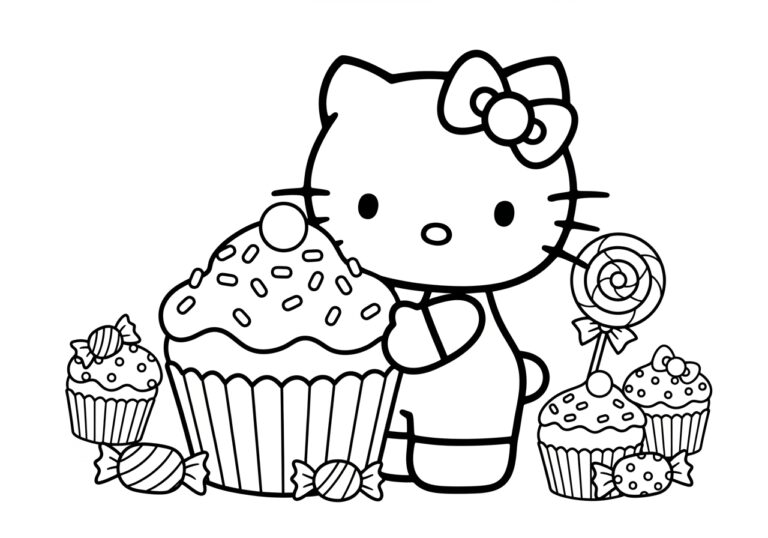 Hello Kitty Cupcake Coloring Page: Fun & Free Printable Hello Kitty Cupcake Coloring Page: Fun & Free Printable