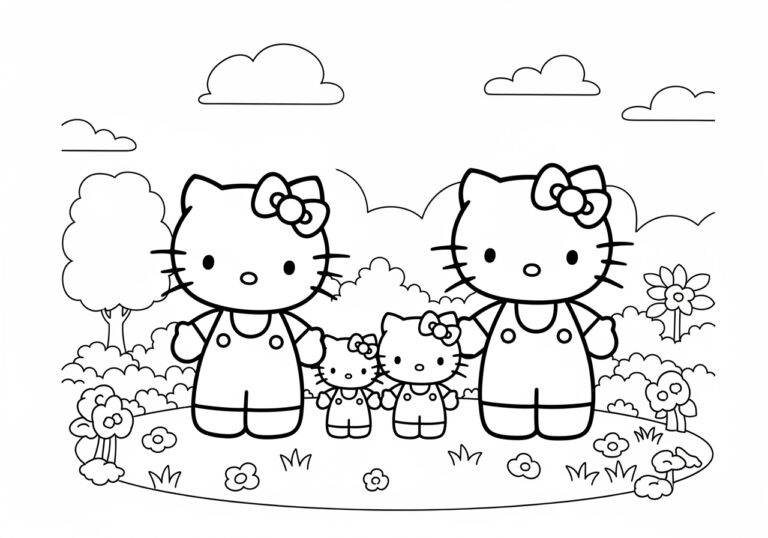 Charming Hello Kitty Family Coloring Pages for Kids