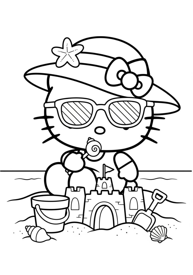 Hello Kitty Summer Coloring Pages: Fun in the Sun