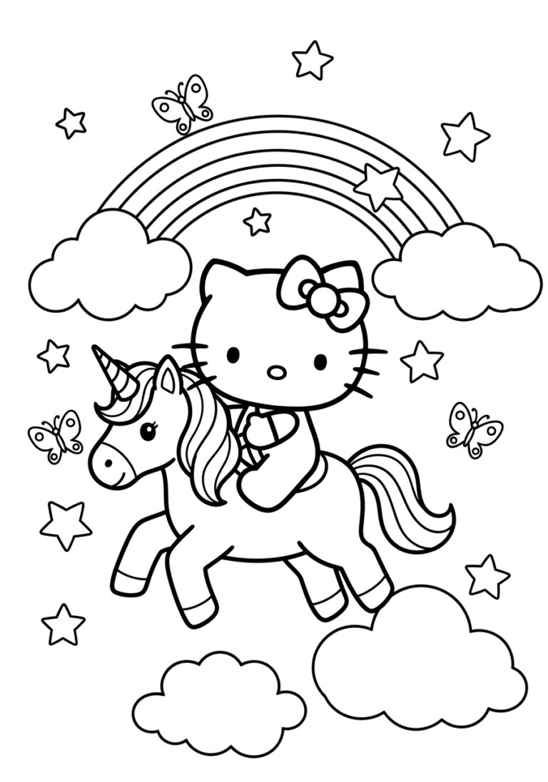 Hello Kitty Unicorn Coloring Page