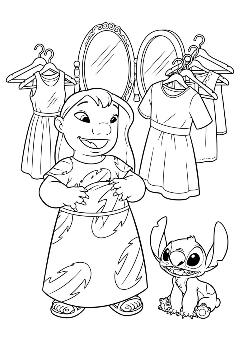 Lilo Dress Coloring Page: Printable Fun for Kids